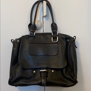 Black leather Longchamp handbag